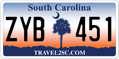 SC license plate ZYB451