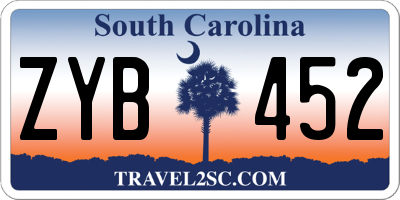 SC license plate ZYB452