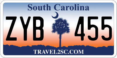 SC license plate ZYB455