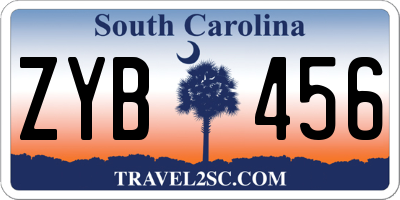 SC license plate ZYB456