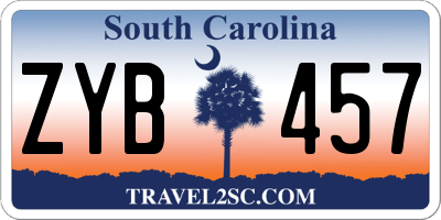 SC license plate ZYB457