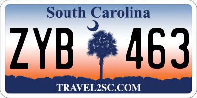SC license plate ZYB463