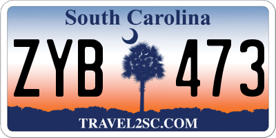 SC license plate ZYB473