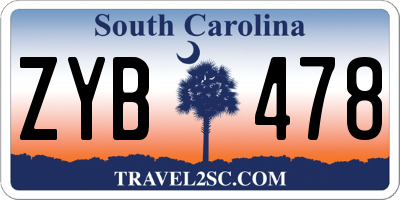 SC license plate ZYB478