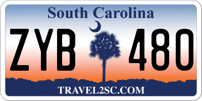 SC license plate ZYB480
