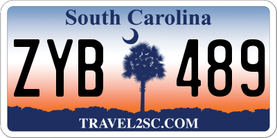 SC license plate ZYB489