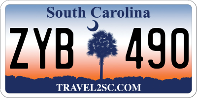 SC license plate ZYB490