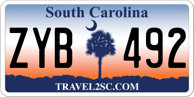 SC license plate ZYB492