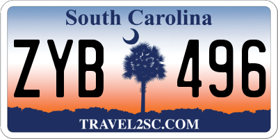 SC license plate ZYB496