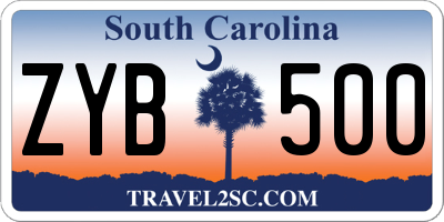 SC license plate ZYB500