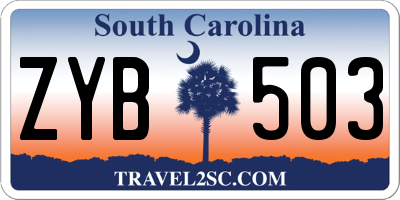 SC license plate ZYB503