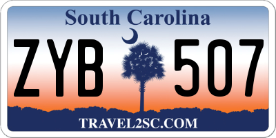 SC license plate ZYB507
