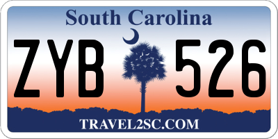 SC license plate ZYB526