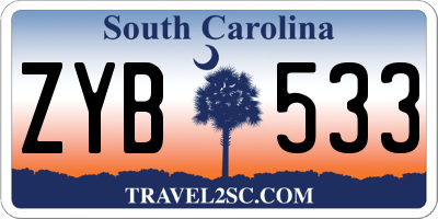 SC license plate ZYB533