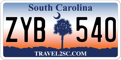SC license plate ZYB540