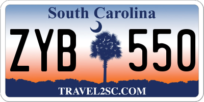 SC license plate ZYB550