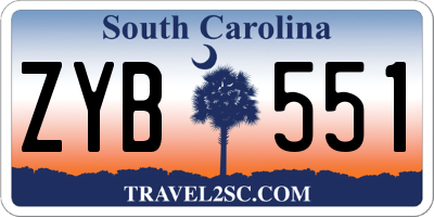 SC license plate ZYB551