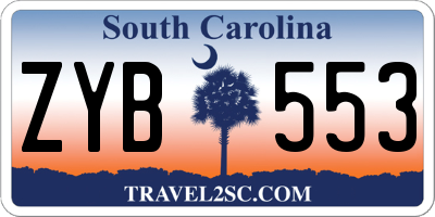 SC license plate ZYB553