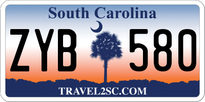 SC license plate ZYB580