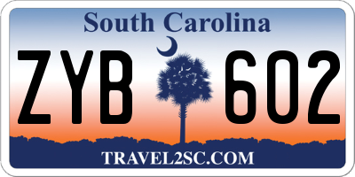 SC license plate ZYB602