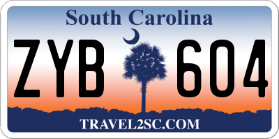 SC license plate ZYB604