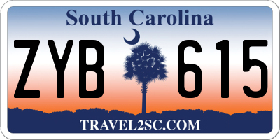 SC license plate ZYB615
