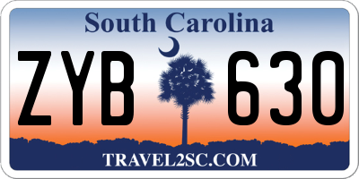 SC license plate ZYB630