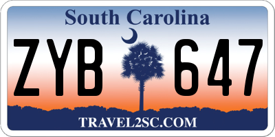 SC license plate ZYB647
