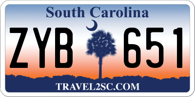 SC license plate ZYB651