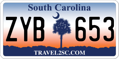 SC license plate ZYB653