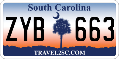 SC license plate ZYB663