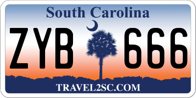 SC license plate ZYB666