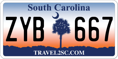 SC license plate ZYB667