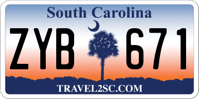 SC license plate ZYB671