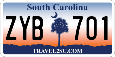 SC license plate ZYB701
