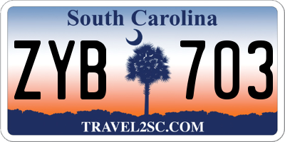 SC license plate ZYB703