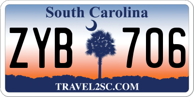 SC license plate ZYB706