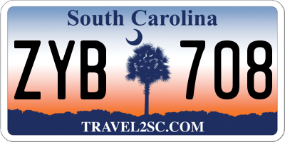 SC license plate ZYB708