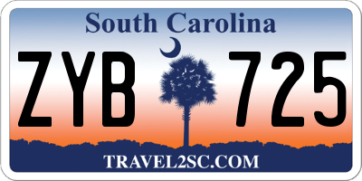 SC license plate ZYB725