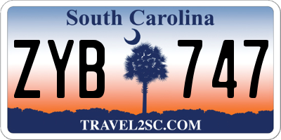 SC license plate ZYB747
