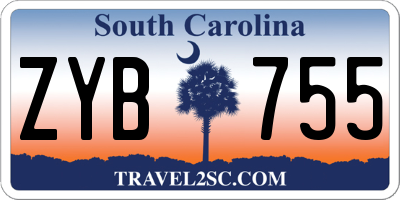 SC license plate ZYB755