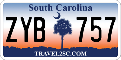 SC license plate ZYB757