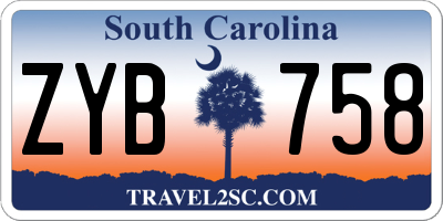 SC license plate ZYB758