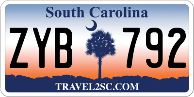 SC license plate ZYB792