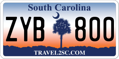 SC license plate ZYB800