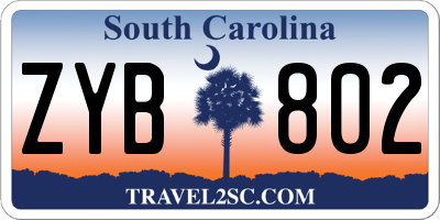 SC license plate ZYB802