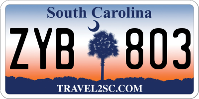 SC license plate ZYB803