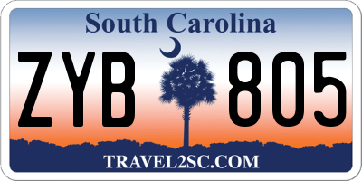 SC license plate ZYB805