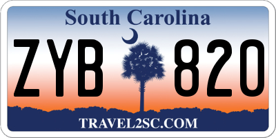 SC license plate ZYB820