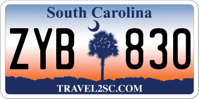 SC license plate ZYB830